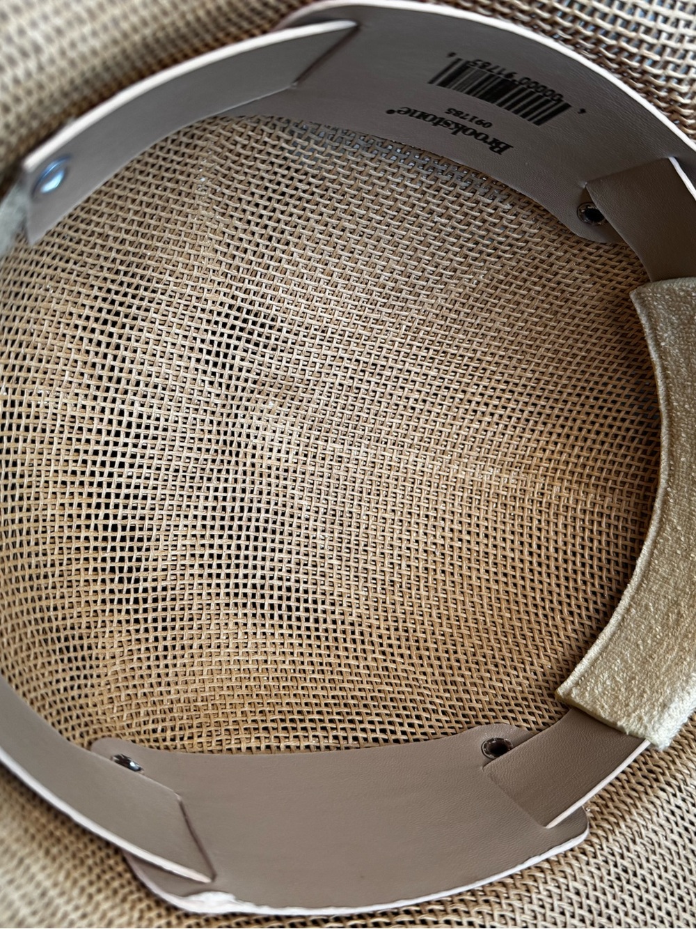 Brookstone Adjustable Safari Hat Pith Helmet Straw Sun Woven Mesh Made in USA - Picture 11 of 11